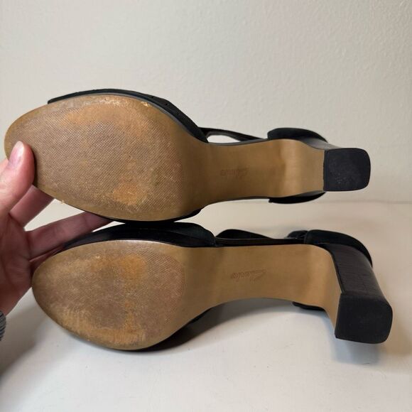 Clark’s Jenness Energy Platform Cutout Peep Toe Heeled Sandals Size 8.5 - Picture 8 of 10